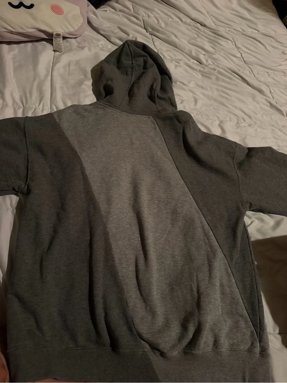 Versace Two-Tone Grey Colorblock Hoodie with Blue & Orange Logo